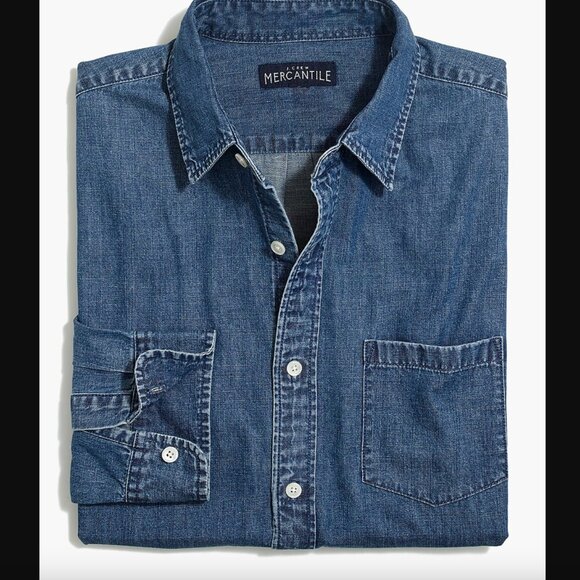 J. Crew Factory Medium Wash Denim Shirt, X-Large, EUC ✨ - Picture 1 of 4
